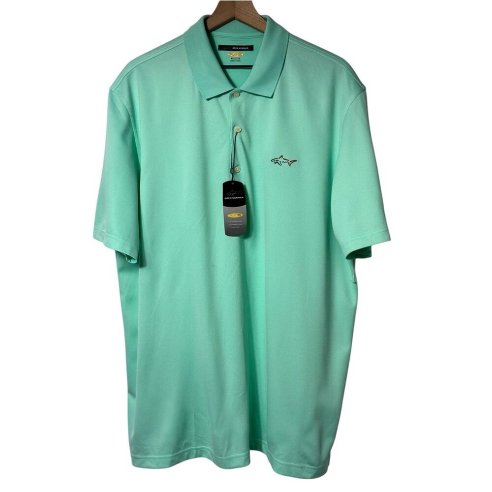 GREG NORMAN PLAY DRY MEN XXL GREEN SHORT SLEEVE POLO BRAND NEW WITH TAGS
